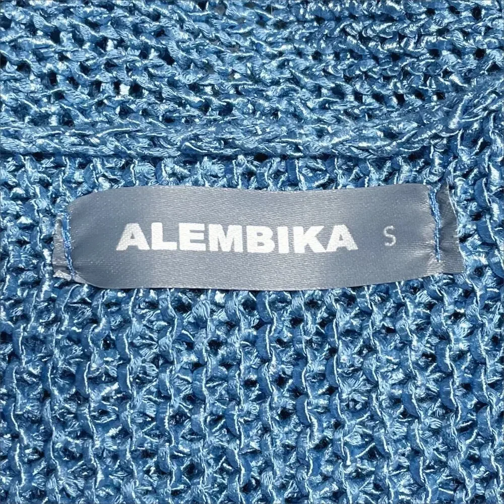 ALEMBIKA Lagenlook Knit Mesh Asymmetric Relaxed Blue Sweater Size S